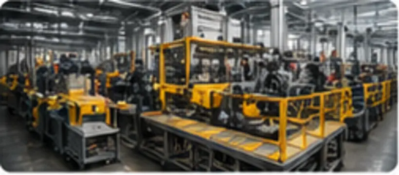 Linha industrial com proteções de segurança