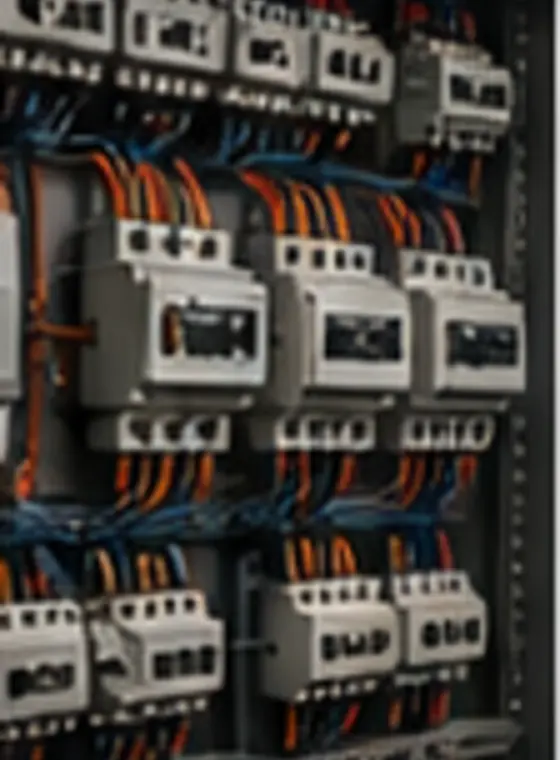 Quadro elétrico industrial com componentes de proteção